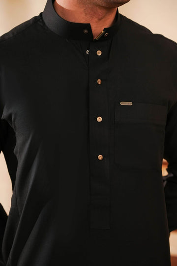 Luxury Black Saudi Jubbah Thobe for Men