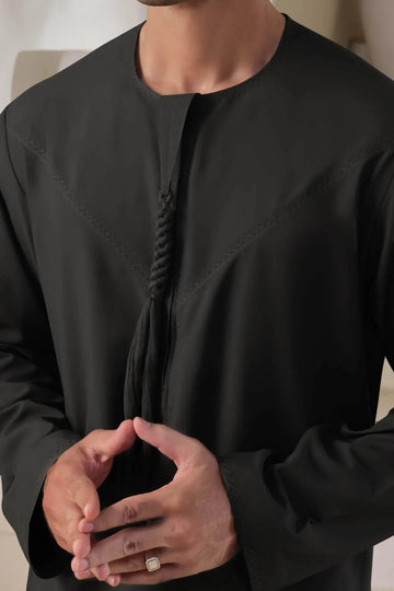 Black Emirati Jubbah Thobe for Men