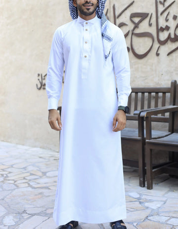White Thobe With Gold Buttons for Men