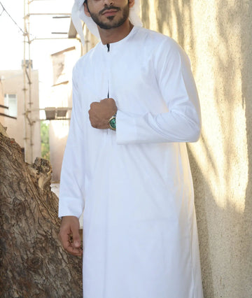 White Emirati Omani Thobe for Men